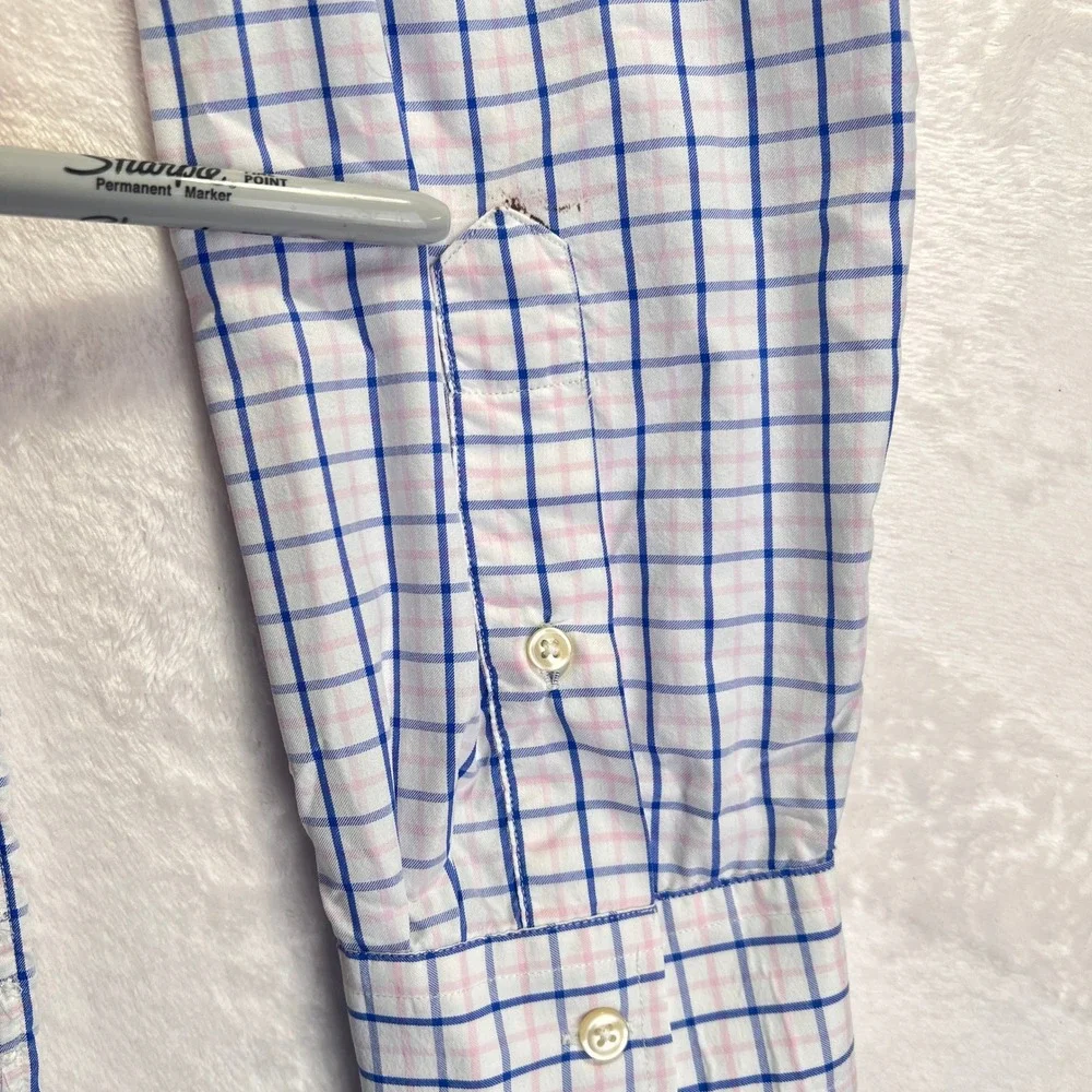 Polo Ralph Lauren Button Down Shirt Mens L Blue White Performance Classic Fit